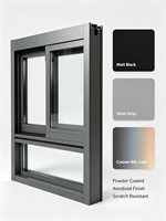 Fenêtre coulissante en aluminium moderne certifiée CE, design horizontal, système à six rails, coupe-vent, écoénergétique, cuisine, école, hôtel