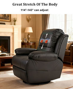 Sofá de Masaje Moderno de Tres Plazas en Cuero Genuino con Función de Balanceo Eléctrico y Control Remoto - Ayuda para Escribir Títulos - Product Image 6