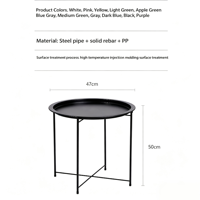 Table d'appoint pliante en métal OEM, multicolore, en PP, étanche, avec bords sécurisés, pour intérieur, extérieur, balcon, patio