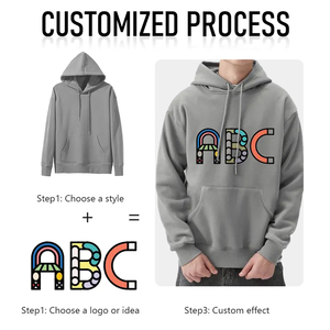 Sweat-shirts à capuche unisexes grande taille, poids lourd 500 g/m², polyester/coton, style streetwear automne, avec strass, fermeture éclair intégrale, pour hommes - Product Image 2