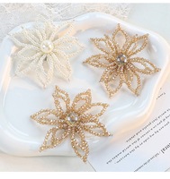 Aksesoris Perhiasan DIY Bunga Manik Kristal Mewah, Patch Jahit Modis untuk Corsage