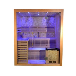 Sauna <span class=keywords><strong>de</strong></span> vapor tradicional para <span class=keywords><strong>3</strong></span> personas <span class=keywords><strong>de</strong></span> buen rendimiento para interiores y exteriores con luces <span class=keywords><strong>de</strong></span> siete colores y vidrio panorámico - Product Image 2