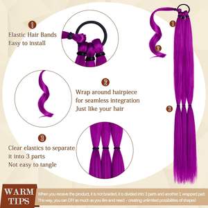 วิกผมไหมถักเปียแบบต่อผมสำเร็จรูปสีม่วงสไตล์มิส สำหรับผู้หญิง - Product Image 3