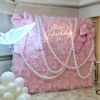 Toile de fond en tulle à volants, voile en gaze de soie, toile de fond en tissu rose, rideau mural en fil de fleurs pour décoration de mariage