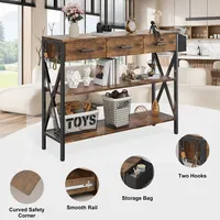Table console 47.2 "combinant bois vintage et table d'entrée en acier brossé noir avec rangement pour chaussures