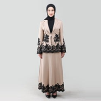 Ensemble Abaya et jupe longue en dentelle noire Loriya, élégant et modeste, pour mariage islamique, soirée, sur mesure pour femmes musulmanes, Dubaï