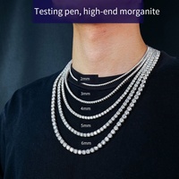 Collier Chaîne Tennis en Argent Sterling 925 avec Moissanite VVS de 2-6mm, Bijoux Givrés, Vente en Gros, Idéal Cadeau