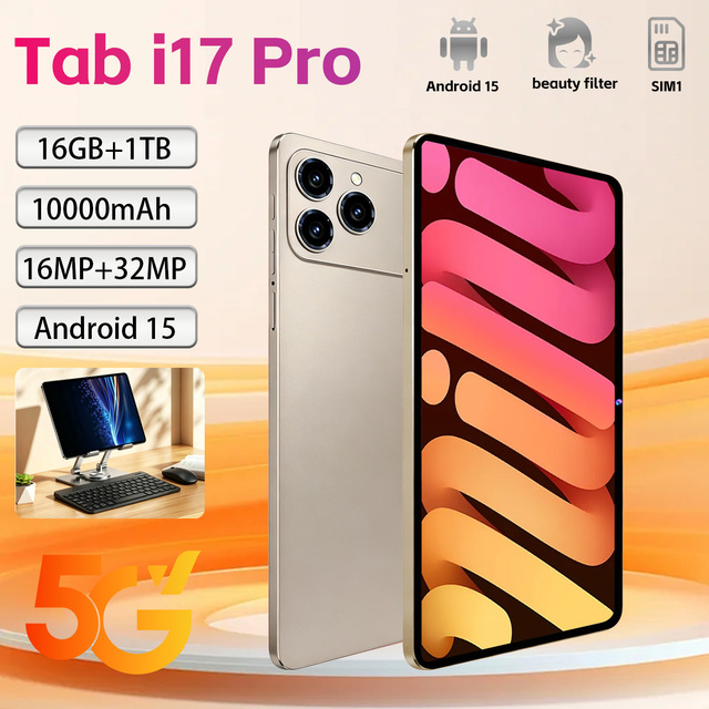 Wholesale Tab I17pro Business 5G Android Tablet 16GB+1TB 10.1" Screen Multi-Language OS Gaming Smartphone