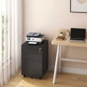 Armoire de classement mobile en acier moderne, compacte, à profil bas, écologique, à 3 tiroirs avec <span class=keywords><strong>roulettes</strong></span> pour le rangement de bureau à domicile dans les petits espaces - Product Image 1