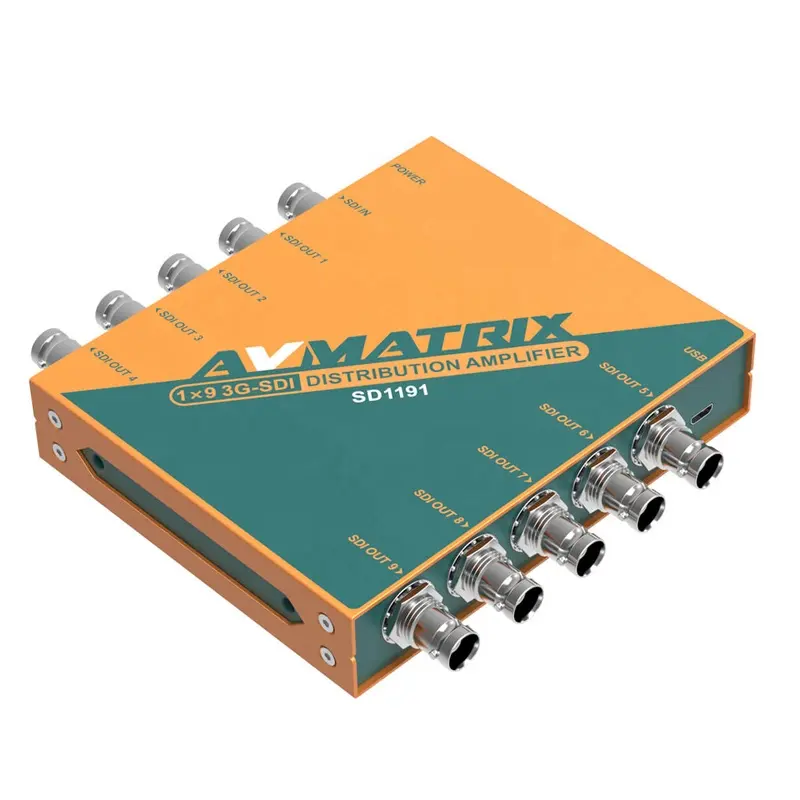 Avmatrix เครื่องขยายเสียงการกระจาย SD1191,ตัวแยกสัญญาณ1อินพุต9เอาต์พุตเสียงวิดีโอ SD HD 3G-SDI