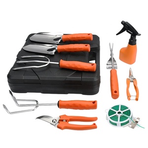 Ensemble d'outils de jardin en acier inoxydable, 9 pièces, avec poignées en plastique, cisailles manuelles, truelle, râteau, cultivateur, pulvérisateur pour l'extérieur - Product Image 3