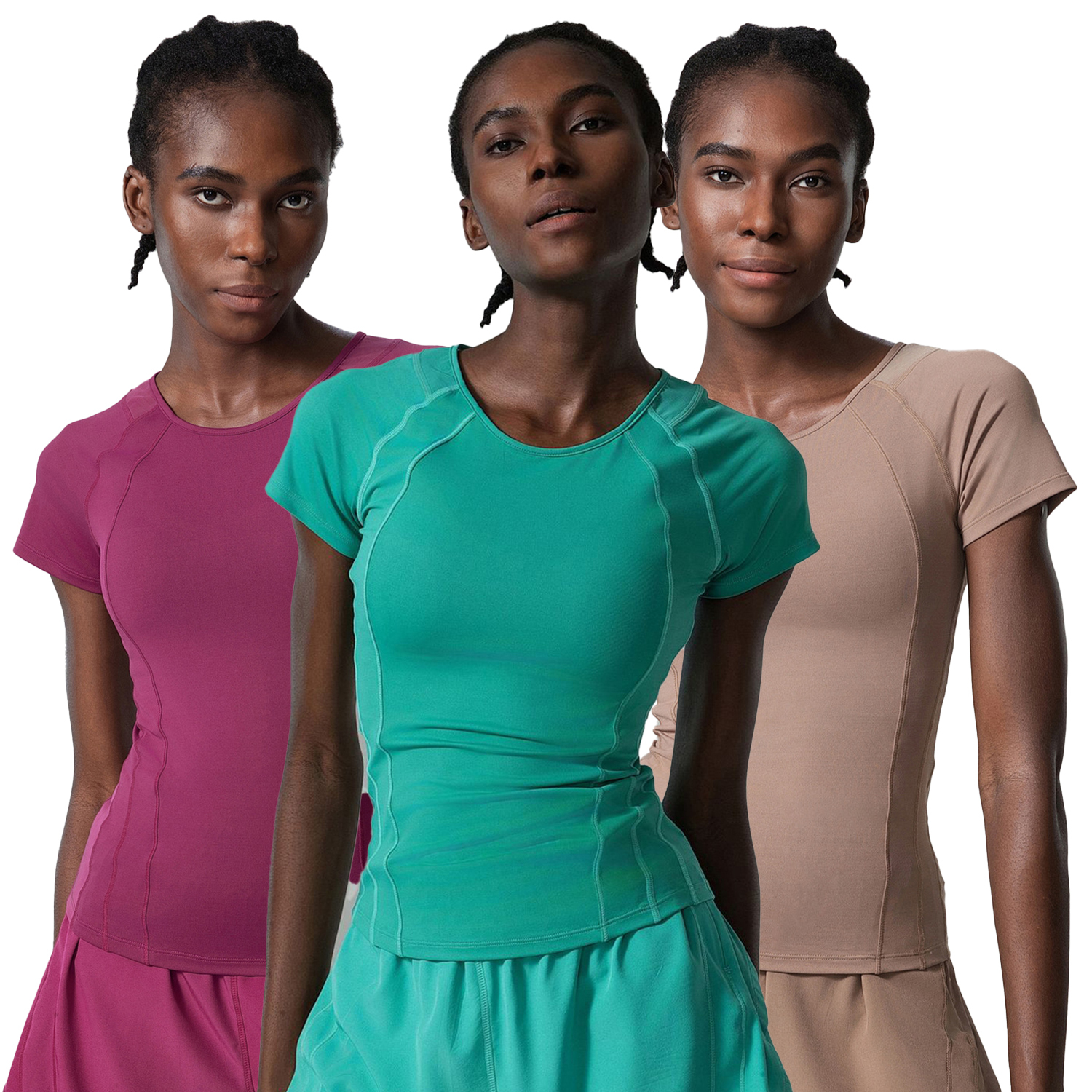 Women's Cross-Border Quick-Drying T-Shirts Large Size Yoga Fitness Clothing Beauty Back Jumping Design Small Waist T-Shirt