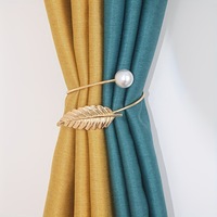 Attache de rideau réglable en métal en forme de feuille, style nordique, sans perforation, pour chambre à coucher, vente en gros