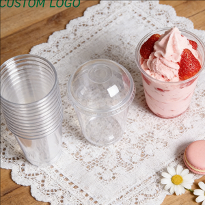 Gobelets à dessert jetables en plastique rigide transparent avec logo estampé pour pot à dessert sucré - Product Image 1