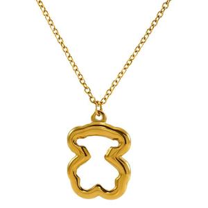 Zogxin Titanium Steel Hollow Bear Necklace 18K Gold Plated Animal Pendant Clavicle Chain For Women Gift Jewelry - Product Image 5