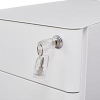 Armoire de classement mobile à 3 tiroirs en acier, unité de rangement de bureau sur roulettes, tiroir verrouillable sous le bureau