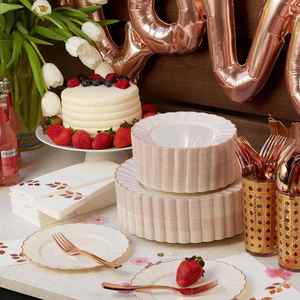 Platos Desechables Blancos de Plástico Duro Premium de 6 y 9 Pulgadas para Bodas y Fiestas - Product Image 1