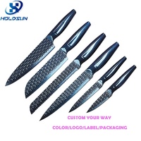 Ensemble de couteaux de cuisine Yangjiang Premium en acier inoxydable antiadhésif 6 pièces, manche creux classique breveté, peinture colorée