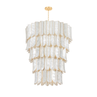 Lustre rond en coquille de capiz pour salon contemporain, décoration de luxe, lampes suspendues au plafond, lustres pour escalier