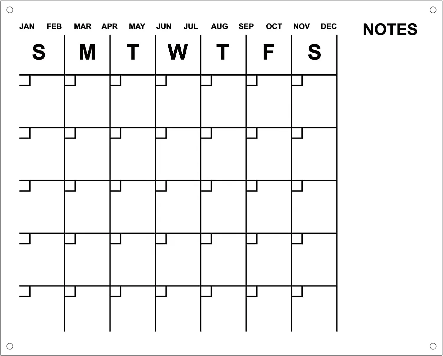 Dry Erase Acrylic Wall Calendar 23 In x 18.5 In monthly organizer schedule Reusable weekly schedule black