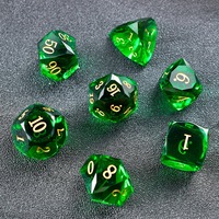 Ensemble de dés en résine écologique non toxique, 7 pièces, dés polyédriques faits à la main pour D&D RPG, vente en gros, cadeau