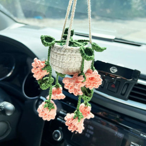 Nouveau produit transfrontalier 2026 : Pendentif moderne en coton et <span class=keywords><strong>laine</strong></span> tricoté à la main, motif feuille de fleur, pour rétroviseur de voiture, produit fini, vente en gros - Product Image 2