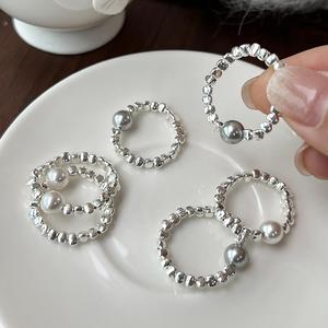 Anillo de Plata de Ley S925 con Perla Shi Jia, Diseño Simple y Original, Anillo Elástico Personalizado para el Dedo Índice - Product Image 2