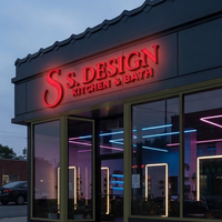 Papan Nama LED Kustom Produsen, Signage Bisnis, Huruf Logo Toko Bercahaya Warna-warni, Tahan Cuaca
