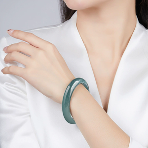 Natural Genuine <b>Silver</b> Ice-Grade Blue Water Flower Shape Auspicious <b>Bangles</b> <b>Bracelet</b> Women's Party Gift - Product Image 4