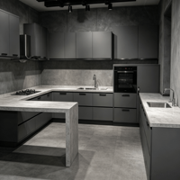 Ensemble de cuisine moderne et minimaliste complet, armoires de cuisine blanches, garde-manger, prêt à assembler, placage bois acrylique bicolore, panier de rangement