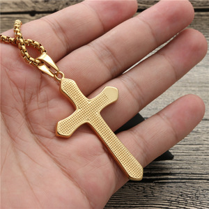 Gold <b>Cross</b> Pendant Necklace Geometric Design For Men Women Gift Jewelry - Product Image 4
