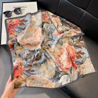 Haut de gamme double face pour femmes petit carré en soie comme une écharpe Art Academy Style écharpe de cou bicolore pour sac à cravate d'automne