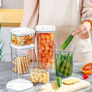 <b>Storage</b> Jar Set Rectangle Flip Top Lid Food <b>Storage</b> <b>Container</b> <b>Kitchen</b> Moisture Proof With Lids <b>For</b> Vegetables And Spices - Product Image 2