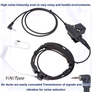 Auriculares con control de garganta y control de ruido para walkie-talkie set de piezas de 7,1mm + u94 PTt antiruido telescópico - Product Image 6