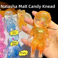 Jouet anti-stress souple et amusant pour bébé Natasha, transparent, pailleté, en maltose, à rebond lent