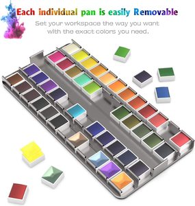 Ensemble de peinture à l'aquarelle, couleurs vives dans une boîte Portable, y compris les couleurs métalliques et fluorescentes. Ensemble d'aquarelle de voyage parfait - Product Image 3