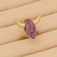 Nouvelle bague bohème tête de taureau personnalisée, bijou vintage fait main, chic et élégant, accessoire pour femme en résine acrylique et lucite incrustée R108