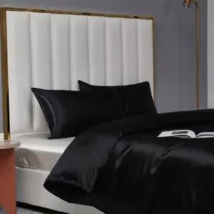 Extra Soft Wrinkle Free Satin Sheets All Size 4-Piece Black Hotel Luxury 1800 Thread Count Bedding Set With Deep Pocket