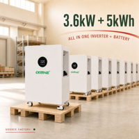 Système solaire hybride tout-en-un hors réseau pour ferme avec onduleur et stockage d'énergie 5kWh 25.6V, batterie au lithium LiFePO4 3.6kW, direct usine