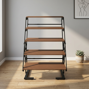 Modern Ladder <b>Desk</b> with Wood <b>Shelves</b> Freestanding Foldable Minimalist Design Home Office Furniture Assembly Required - Product Image 2