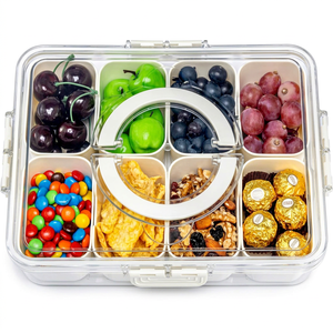 Boîte à collation transparente en plastique PET écologique à 8 compartiments, étanche, avec couvercle à boucle, passe au lave-vaisselle - Product Image 1