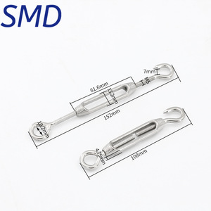 Tendeur SMD en acier inoxydable 304, corps ouvert, crochet et œillet, métrique, droite, poli, pour l'industrie générale - Product Image 3