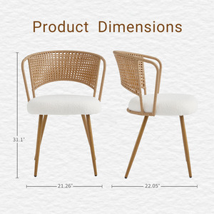 Set di 2 Sedie da Pranzo in Vimini Stile Rustico con Schienale in Canna Imbottito e Seduta in Spugna Design Wing Back - Product Image 2