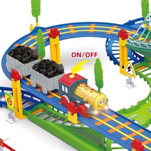 Set de Vías de Tren Eléctrico para Ensamblar, Juguete de Ferrocarril Urbano de Simulación Colorido con Luz y Sonido - Product Image 4