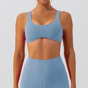 Nuovo arrivo estate palestra senza anello in acciaio cucito liscio per il Fitness Sport indossare reggiseno sportivo da donna <span class=keywords><strong>canotta</strong></span> Crop Top con imbottitura sul petto - Product Image 3