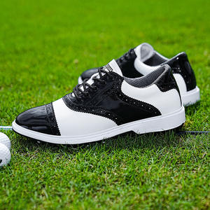 Chaussures <span class=keywords><strong>de</strong></span> golf confortables et légères pour hommes Panneaux en cuir verni microfibre Semelle extérieure en caoutchouc antidérapante pour un swing stable Caractéristiques souples - Product Image 4