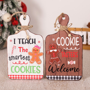 Creative natale Gingerbread Man in <span class=keywords><strong>legno</strong></span> segno inciso appesa <span class=keywords><strong>a</strong></span> parete ornamento negozio <span class=keywords><strong>di</strong></span> benvenuto decorazione - Product Image 2