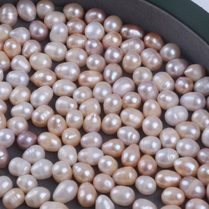Chaîne de perles d'eau douce baroques blanches de 9-10 mm, perles argentées concassées, trou droit, semi-finies, en gros - Product Image 4