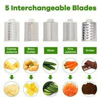 6 In 1 Roterende Kaasrasp Mandoline Vegetarische Snijmachine Groentesnijder Chopper Met 5 Roestvrijstalen Messen Handzwengel