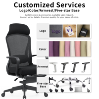Chaise de bureau ergonomique moderne en maille inclinable avec repose-pieds pliable, support dorsal réglable, dossier haut et coussin en éponge épaisse